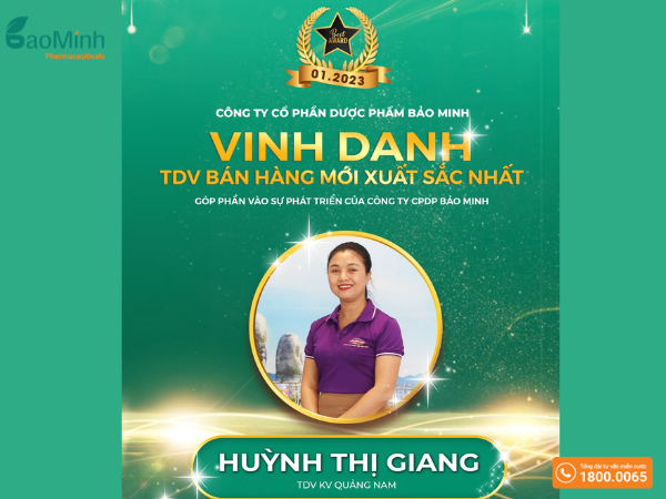 Chị Huỳnh Thị Giang - TDV bán hàng mới xuất sắc nhất tháng 1/2023
